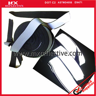 silver reflective weaving ribbon with full reflective strip for garment